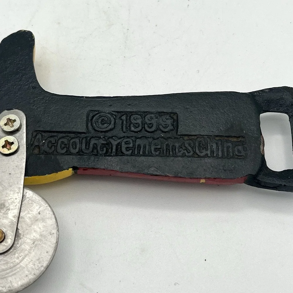 Western Cowboy Boot Spur Bottle Opener Cigar Cutter Cast‎ Iron Red Yellow 1998